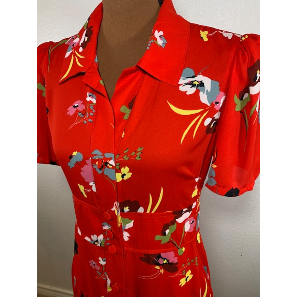 PRICE DROP! Women's Cabi Floral Dress Size Small Red Sheer - Picture 2 of 4